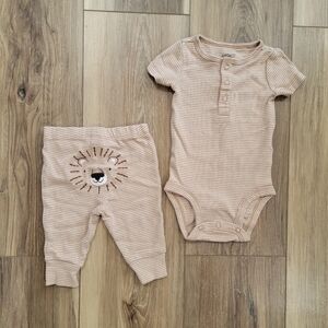 Carter's Tan Striped Kids Matching Set